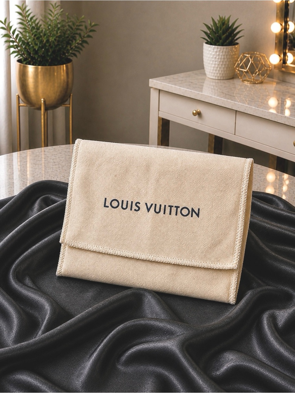 Louis Vuitton Beige Canvas wallet dust bag